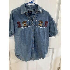 Vintage Quizz Again 90s Denim Shirt Umbrella Bears Small Women's